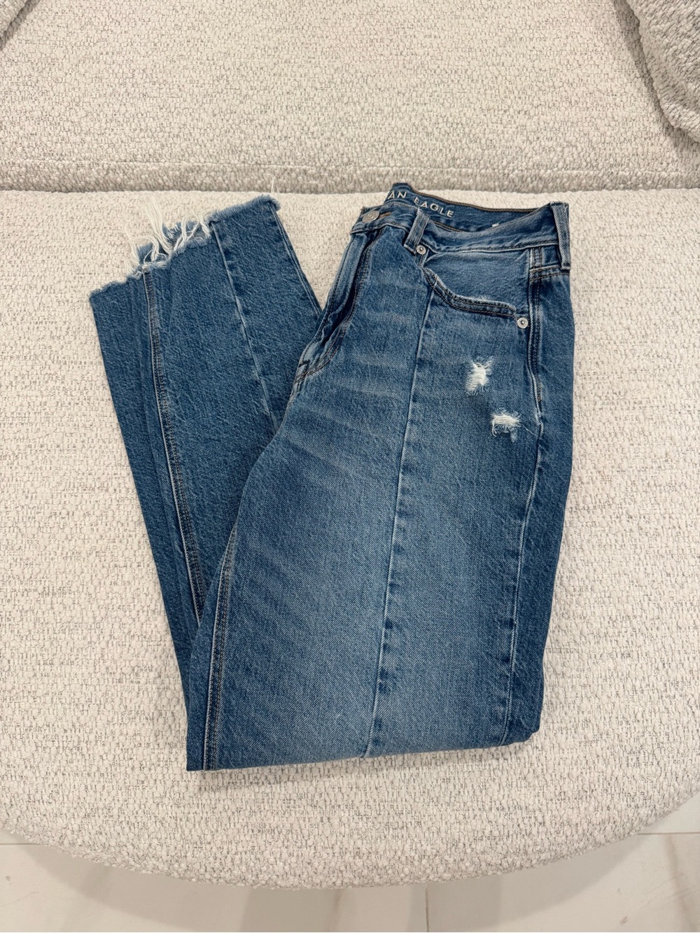 American Eagle Outfitters High Rise Distressed Mom Jeans